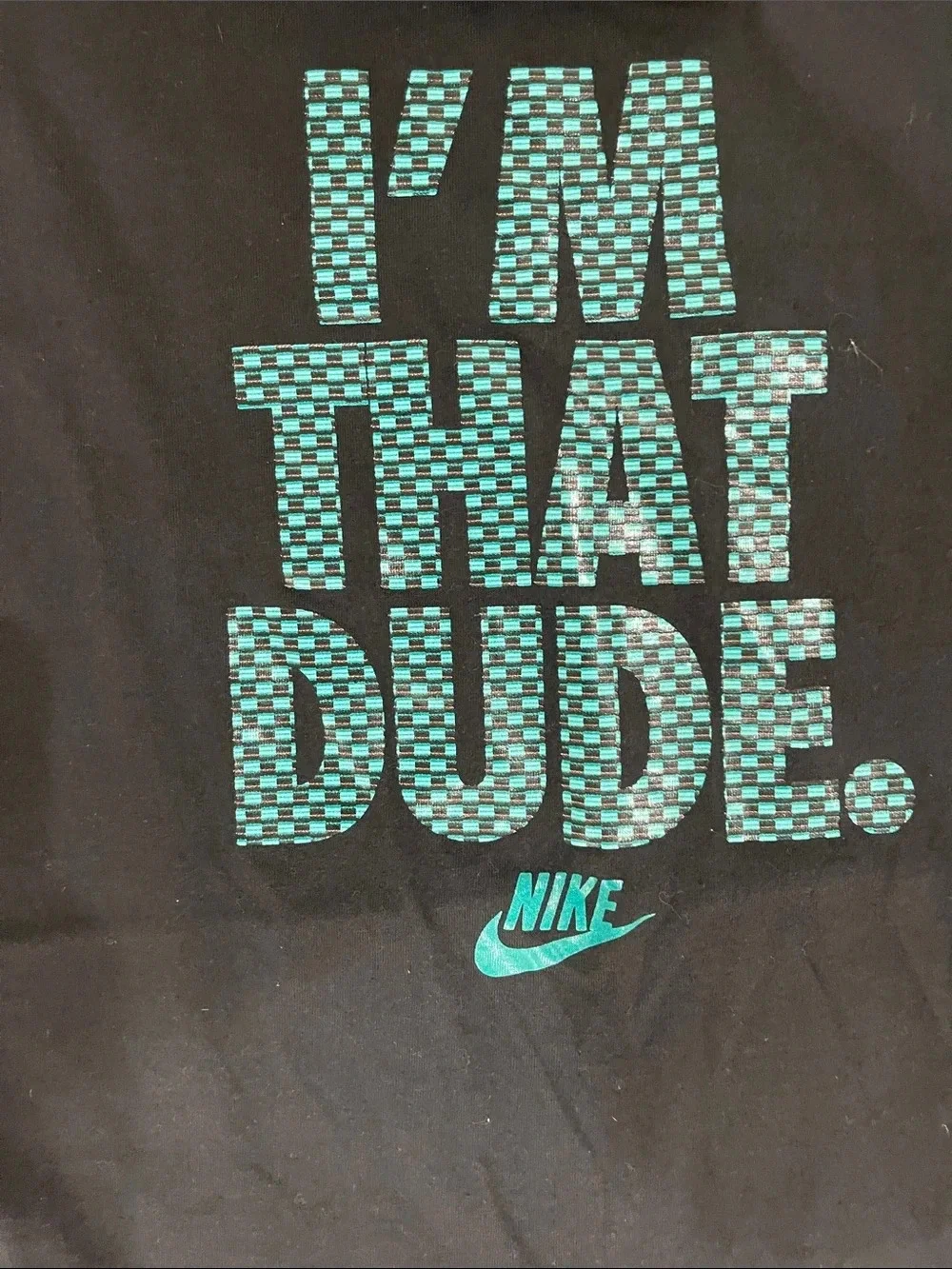 Nike Black Tee with Teal Geometric 